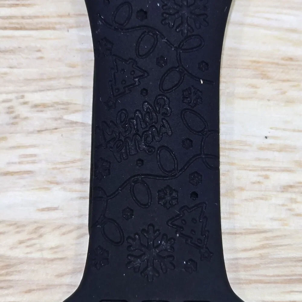 Black Christmas Silicone Sport Band Wrist Strap For Apple Watch 42/44/45/49mm